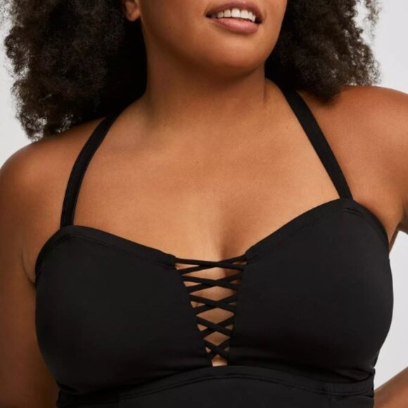 725-34 Torrid Black One-Piece Swimsuit Bathing Suit Size 3X 22/24 - Picture 2 of 12